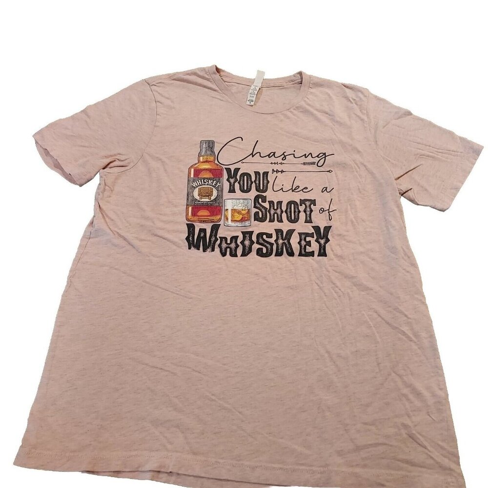 Canvas Bella Canvas "Chasing You Like A Shot Of Whiskey" Rose Pink Tshirt...